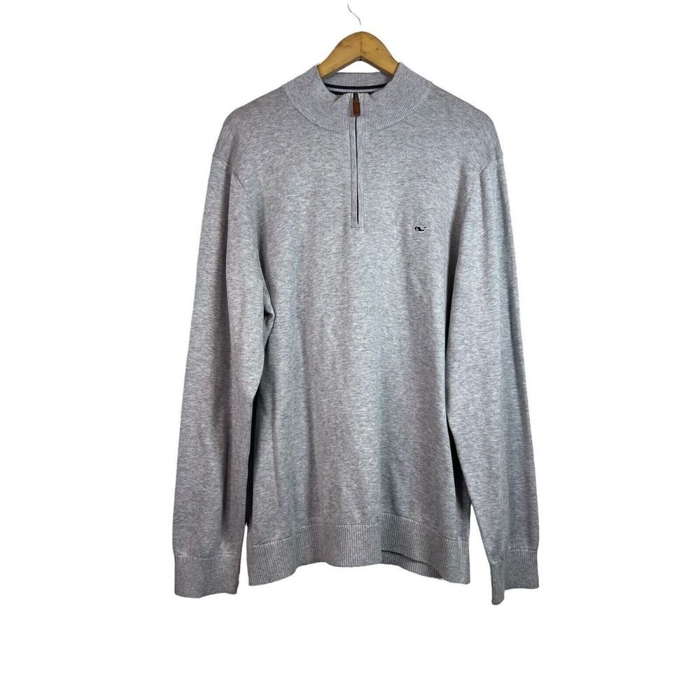 Vineyard Vines Sweater Mens 1/4 Zip Pullover Cotton Gray Size XL 1E0276 NWT